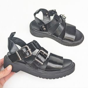 ASOS chunky black strappy gladiator platform sandals